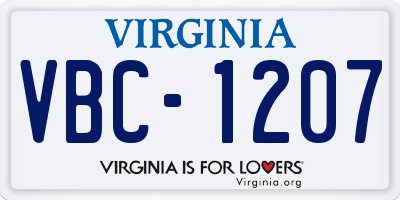 VA license plate VBC1207