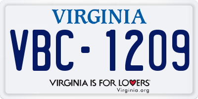 VA license plate VBC1209