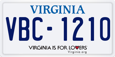 VA license plate VBC1210