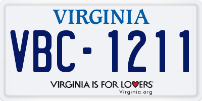 VA license plate VBC1211