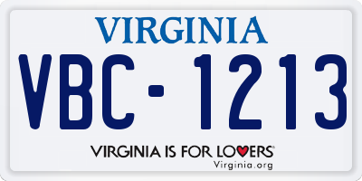 VA license plate VBC1213