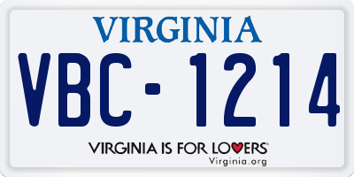 VA license plate VBC1214