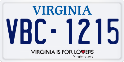VA license plate VBC1215
