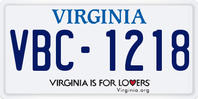 VA license plate VBC1218