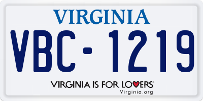 VA license plate VBC1219