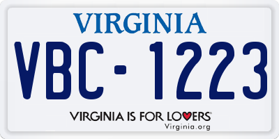 VA license plate VBC1223