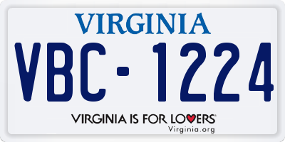 VA license plate VBC1224