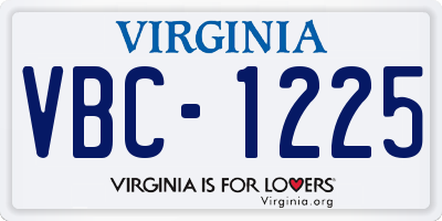 VA license plate VBC1225