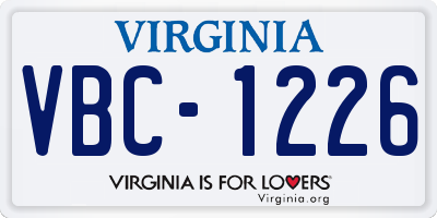 VA license plate VBC1226
