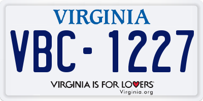 VA license plate VBC1227