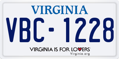 VA license plate VBC1228