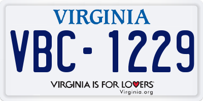 VA license plate VBC1229