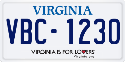 VA license plate VBC1230