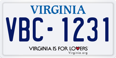 VA license plate VBC1231