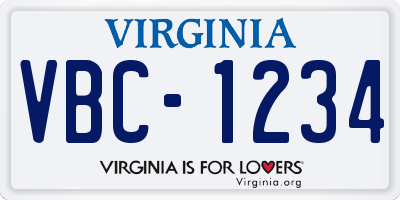 VA license plate VBC1234