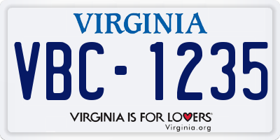VA license plate VBC1235