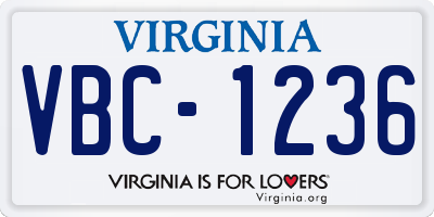 VA license plate VBC1236