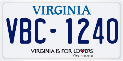 VA license plate VBC1240