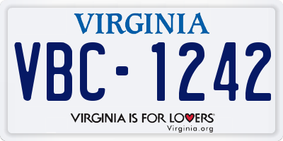 VA license plate VBC1242