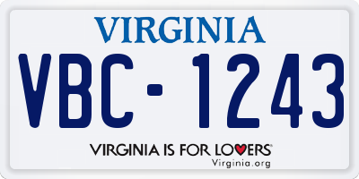 VA license plate VBC1243