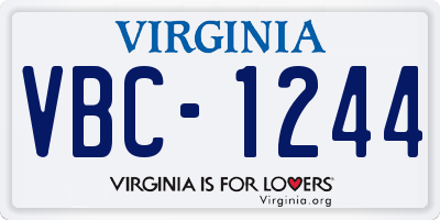 VA license plate VBC1244