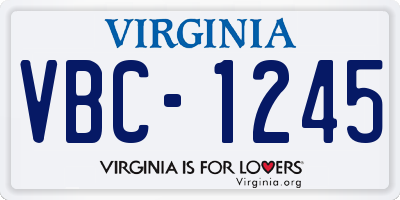 VA license plate VBC1245