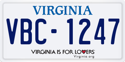 VA license plate VBC1247