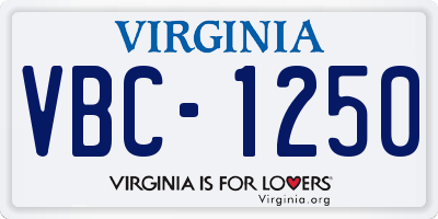 VA license plate VBC1250