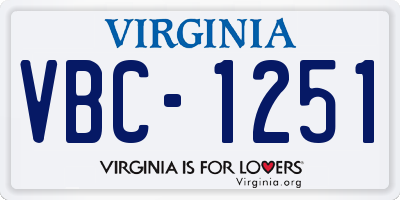 VA license plate VBC1251