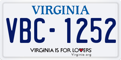 VA license plate VBC1252