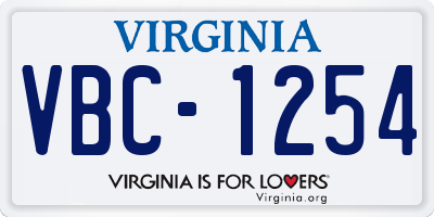 VA license plate VBC1254