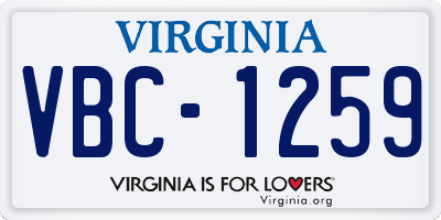 VA license plate VBC1259