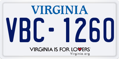 VA license plate VBC1260