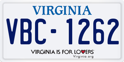 VA license plate VBC1262