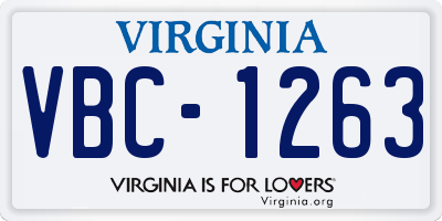 VA license plate VBC1263