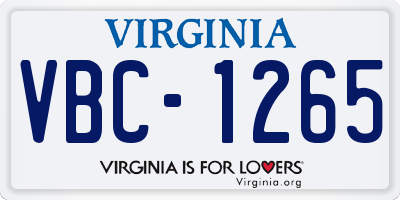 VA license plate VBC1265