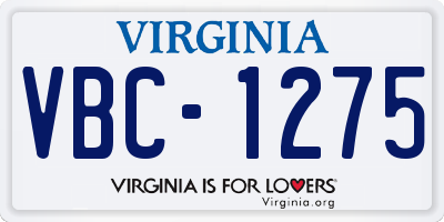 VA license plate VBC1275