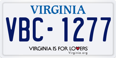 VA license plate VBC1277