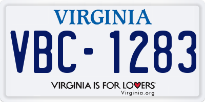VA license plate VBC1283