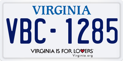 VA license plate VBC1285