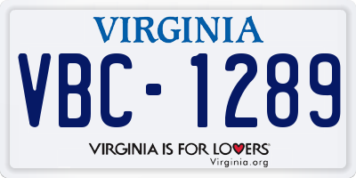 VA license plate VBC1289