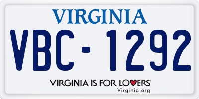 VA license plate VBC1292