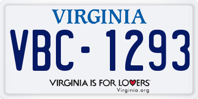 VA license plate VBC1293