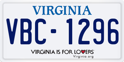 VA license plate VBC1296