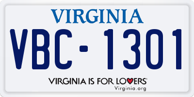 VA license plate VBC1301