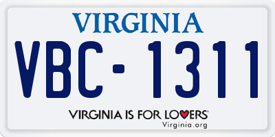 VA license plate VBC1311