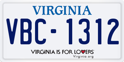 VA license plate VBC1312