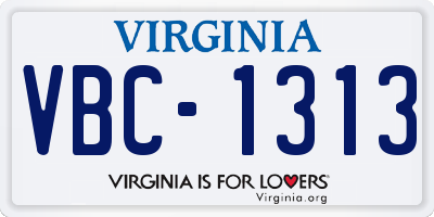 VA license plate VBC1313
