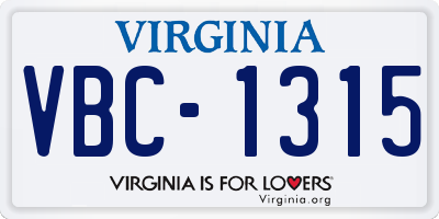 VA license plate VBC1315