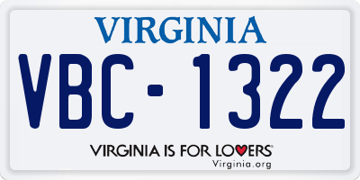 VA license plate VBC1322